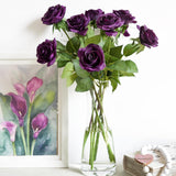 FiveSeasonStuff 12 Stems Artificial Flowers Real Touch Silk Roses for Wedding Decoration Bridal Bouquets Table Centerpieces Party Shower, Packed in Box (Mysterious Purple)