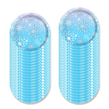 Snowflake Party Decorations,Winter,Christmas Include Blue Snow Party Plates, Dessert Plates,Cups, Napkins (88Pcs )