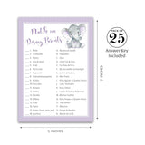 Gender Neutral Baby Shower Game — Cartoon Parent Match Game — Pack Of 25 — Purple Elephant Baby Shower Game, Match Famous Cartoon Parents Fun Shower Activity, Star Kids Match Game G503-Dpm