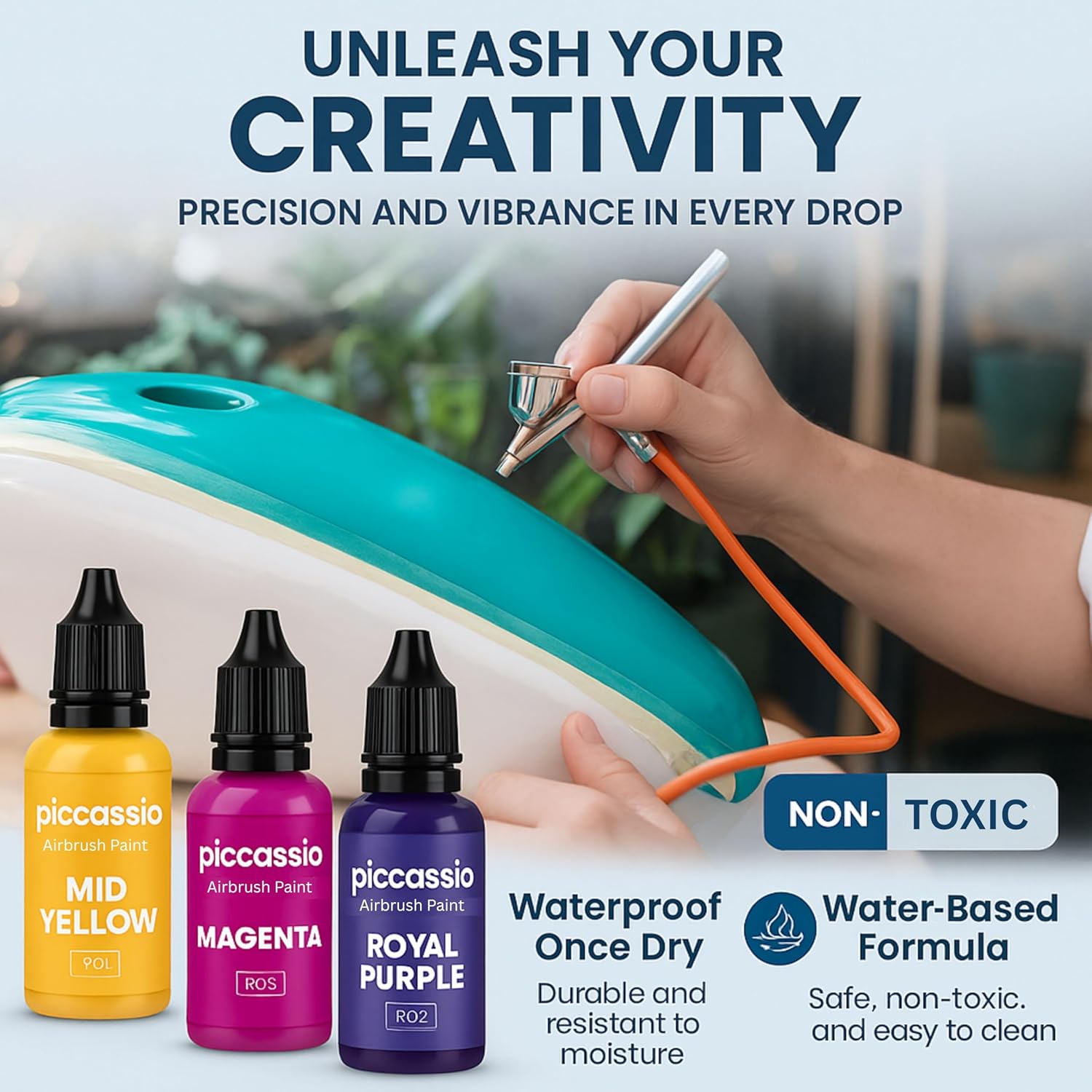 Airbrush Paint, 30 Water-Based, Quick-Drying Colors For Artists & Beginners, Ideal For Wood, Ceramic, Paper, Plaster, Canvas, Plastic (20 Ml/Bottle)