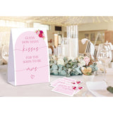 Pink Floral Bridal Shower Game, Guess How Many Kisses For The Soon To Be Mrs, Pack Of 1 Sign And 50 Guessing Cards, Modern Bridal Shower Decorations, Wedding Shower Supplies - 01