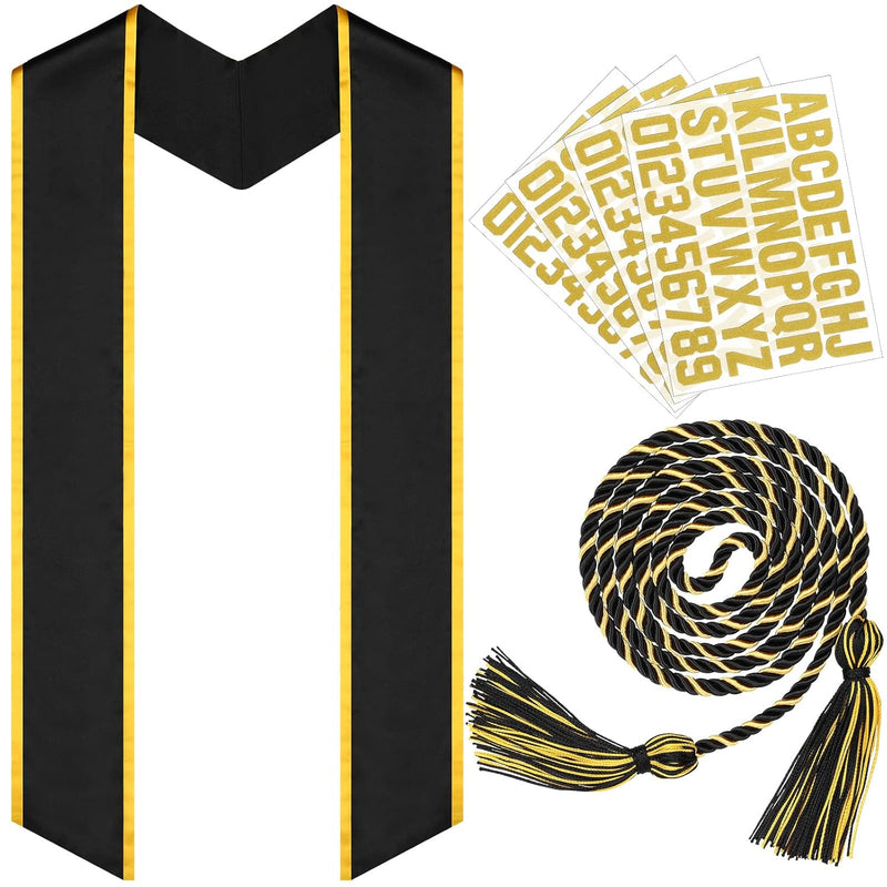 2023 Graduation Cord Stole Tassel Graduation Plain Honor Stole And 4 Pcs Adhes