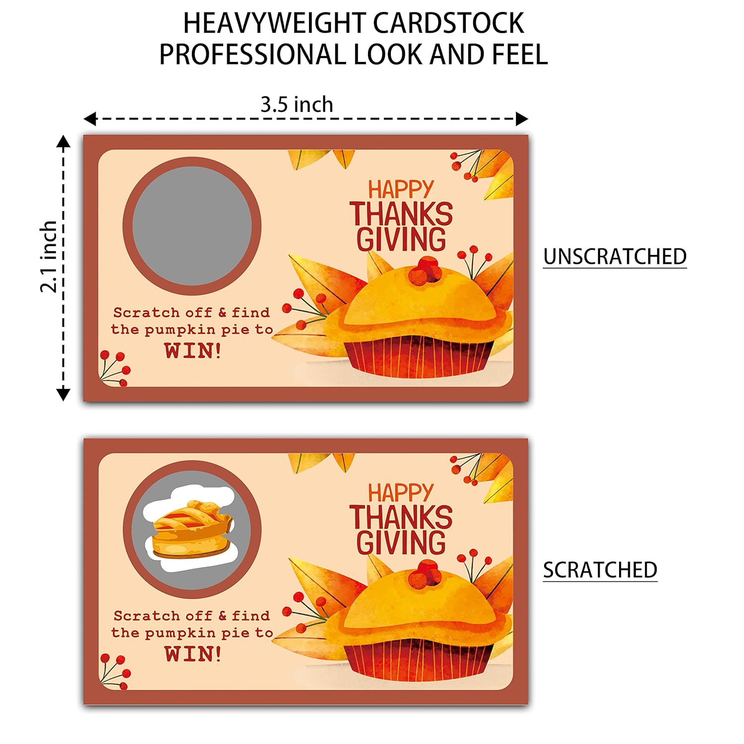 Happy Thanksgiving Scratch Off Game Cards, Pumpkin Lottery Raffle Tickets, Fall Festival Party Activities & Decorations, Autumn Harvest Games Ideas (50 Pack)-02