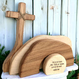 2025 New Empty Tomb Easter Decor Easter Resurrection Scene And Cross Decoration Set, He Is Risen And He Is Not Here Wooden Jesus Sign Tomb Easter Tray Bundle Kit For Home Tabletop Office Crafts (A)