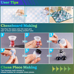 Chess Molds For Resin Casting, Upgraded Resin Chess Set Mold With 16 Piece 3D Full Size Chess Checkers & Chess Board Epoxy Silicone Resin Molds, Diy Chess Board Game, Christmas Gifts