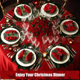 12 Pieces Christmas Napkin Rings Holder Pine Cones Poinsettia Pumpkin Wooden Napkin Rings Decor For Christmas Thanksgiving Birthday Party Supplies (Wreath Style)