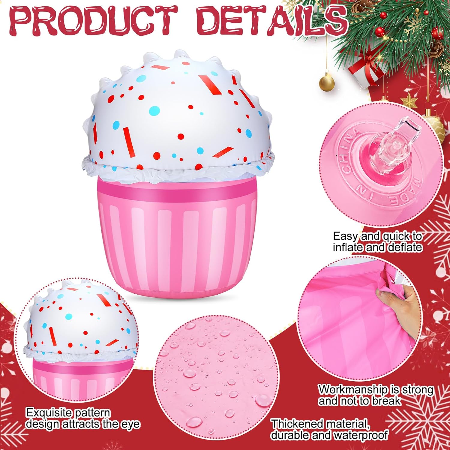 4 Pcs 24 Inch Christmas Inflatable Candy Outdoor Decorations Pvc Blow Up Cake And Candy Decor For Xmas Candy Themed Part
