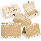 52 Pcs Wedding Rustic Leaf Advice Cards Box Set Baby Shower Party Decor Included 1 Wood Box 1 Showing Card And 50 Wishes Cards Game Ideas Themed Birthday Bridal Shower