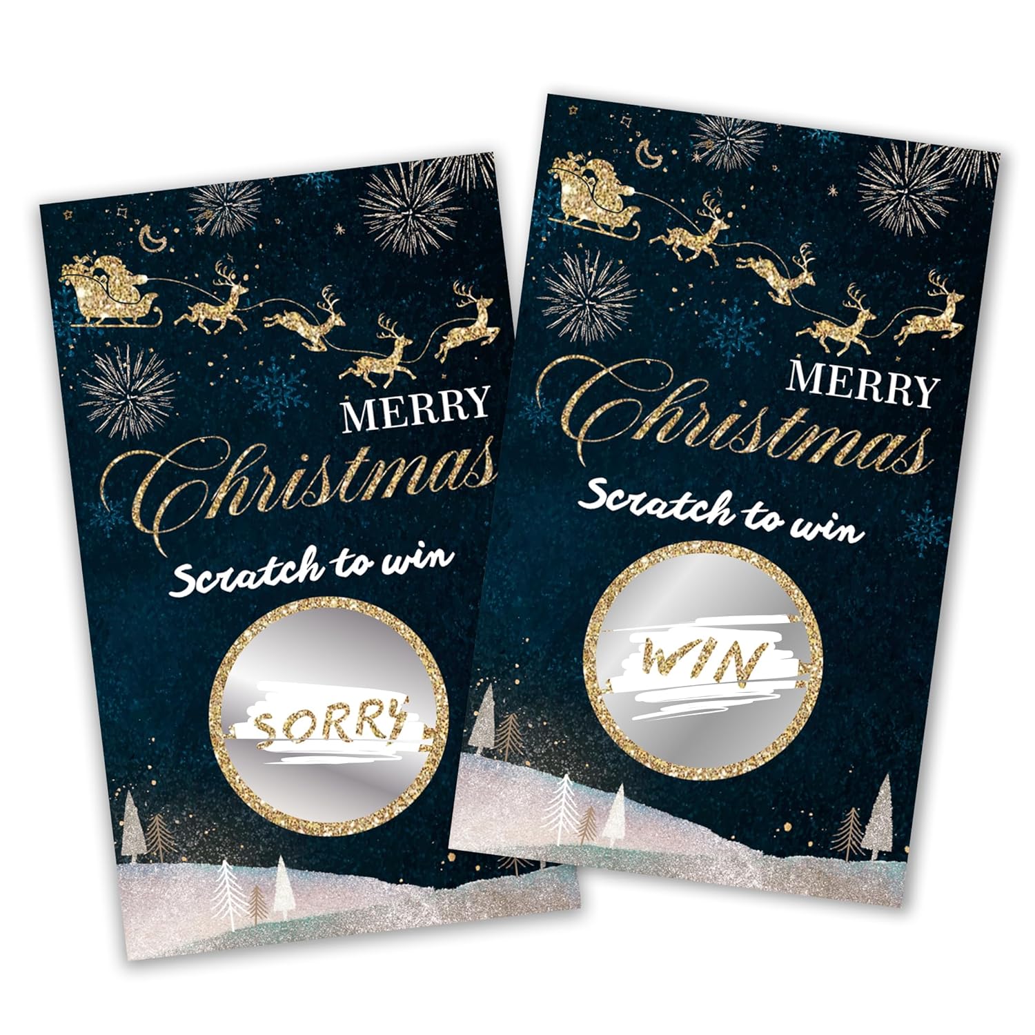 3.5"X2.1" Merry Christmas Scratch Cards - Christmas Eve Scratch To Win Game Cards - 40 Xmas Lottery Game For Xmas Parties,Family Gatherings,Increase The Game Atmosphere Prizes Activity - A02