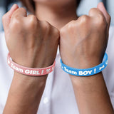 48Pcs Gender Reveal Silicone Bracelets Team Boy And Team Girl Rubber Wristband For Baby Shower Theme Party Decorations Supplies 2 Styles