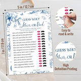 Toile Baby Shower Games, Mommy Or Daddy Game, Fun Baby Shower Party Supplies Decorations, Baby'S Announcement, Gender Neutral, 25 Blue Elephant And Bow Theme Games Cards-C05