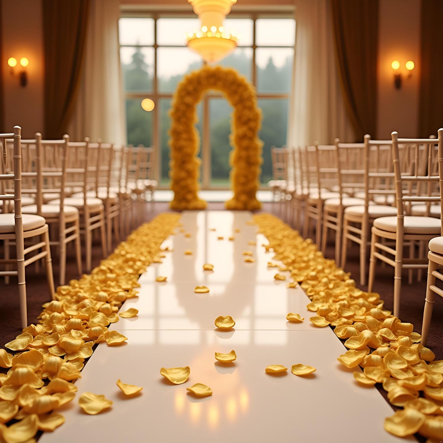 500Pcs Gold Artificial Silk Flower Petals Silk Rose Petals Fake Emulation Rose Pedals To Throw For Hotel Home Parties Anniversaries Wedding Decor, Artificial Flower Petals For Party Home Hotel