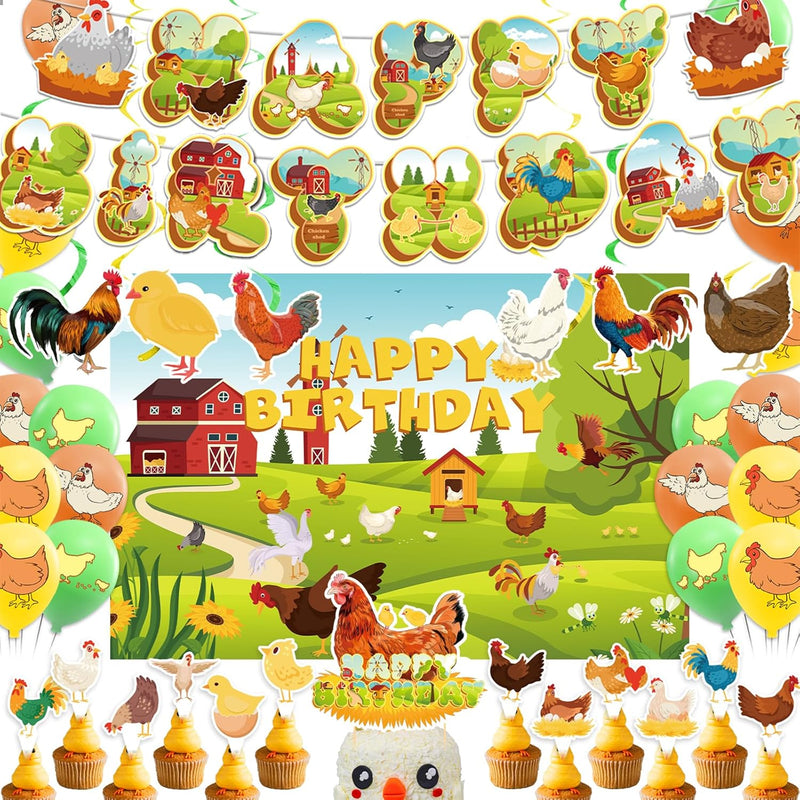 Chicken Birthday Decorations Chicken Party Supplies Set With Chicken B