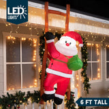 6 Ft Christmas Inflatable Climbing Santa, Hanging Inflatable Christmas Decorations With Build-In Leds, Blow Up Santa Yar