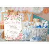 Don'T Say Baby Clothespin Games Sign, Pink Flowers Baby Shower Games, 1 Wooden Sign With 50 Mini Clothespins, Game Activity For Baby Shower, Gender Reveal Party Favors Decorations