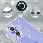 iPhone 16 Glitter Case, 2 Screen & Camera Protectors, Bling Clear Bumper