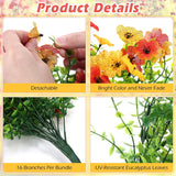 4 Pcs Artificial Hanging Flowers For Outdoor Planters, 156 Branches Trailing Faux Potted Plants Fake Florals, Uv & Fading Resistant, For Wedding Patio Yard Spring Summer Decor(Yellow)