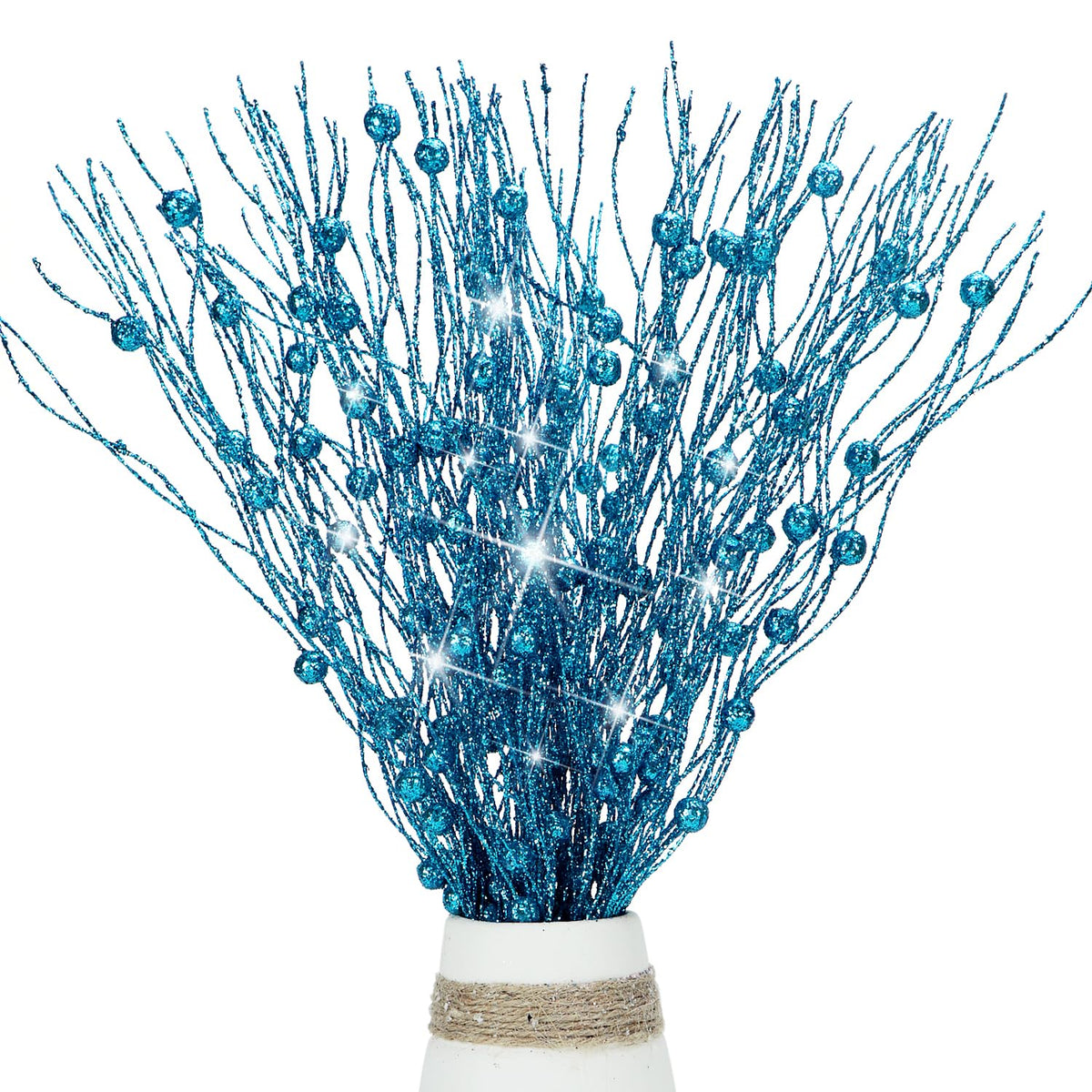 10 Pcs Artificial Glitter Berry Stems For Christmas Tree Picks Curly Sprays Faux Glitter Berry Branches Christmas Tree Twigs Filler Decorations Festival Wreath Supplies Table Centerpiece (Blue, 10)