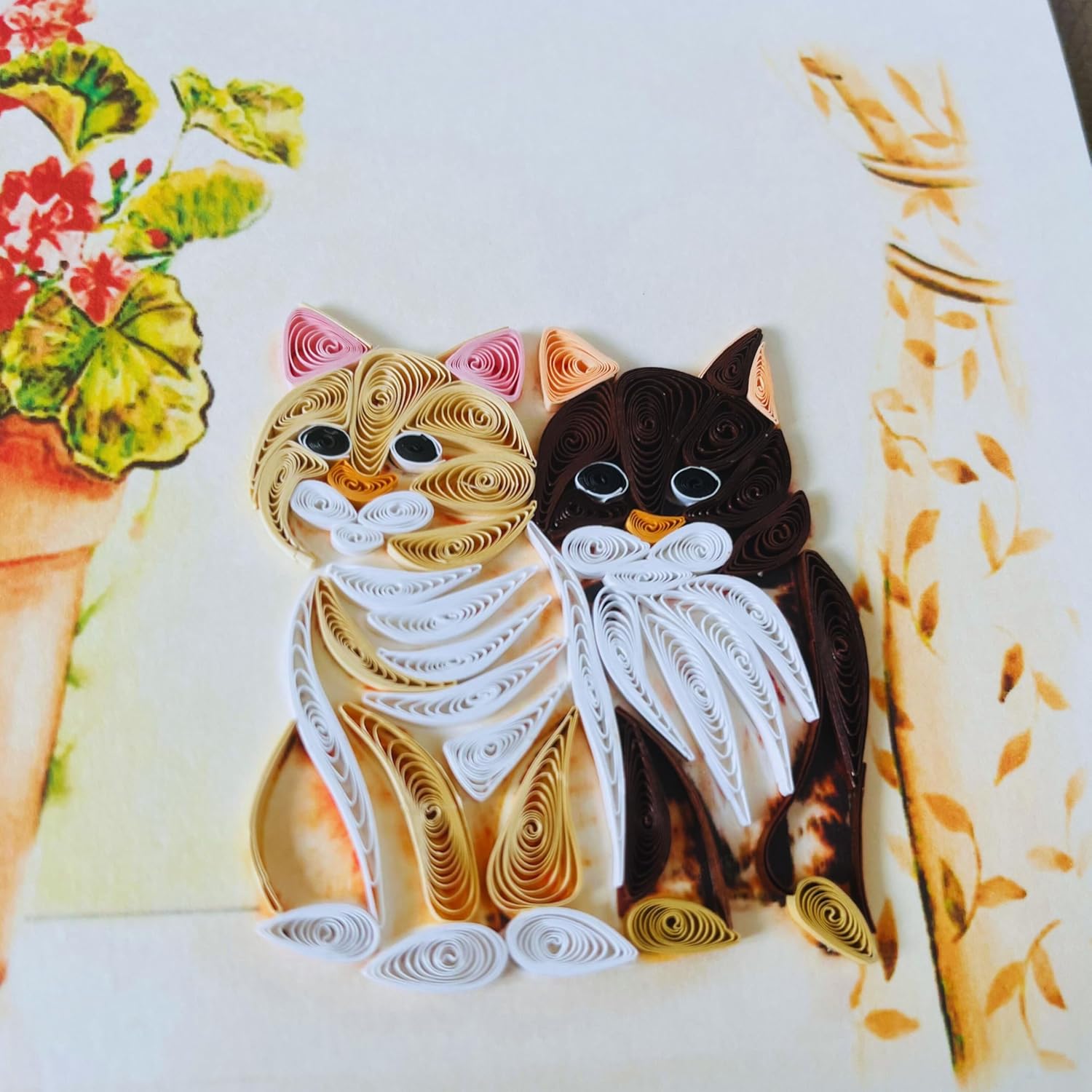 Quilling Cards, Handmade Card, Quilled Cards With Dedicated Paper, Quilling Birthday Cards For Women Or All Occasions: Mother'S Day, Father'S Day, Birthday... Two Cats