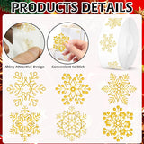1000Pcs Gold Christmas Stickers Label Roll - Snowflake Holiday Labels 1.5In For Cards, Xmas Winter Merry Christmas Gifts Envelope Decors 6 Styles