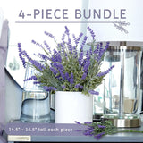 Lavender Artificial Flower Stems - Uv-Protected Outdoor Artificial Plants - Plastic Flowers For Outdoors - Floral Picks For Weddings & Centerpieces - 4 Pack, 14.5"-16.5"