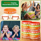 130 Pcs Camping Party Favors Happy Camper Party With Silicone Bracelets, Mini Compass, Mini Flashlight Keychains, Stickers, Bag And Tag Adventure Friend Birthday (Classic Style)