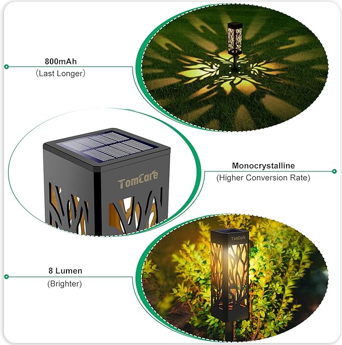 8 Pack Upgraded Bright Solar Pathway Lights Bigger Size Waterproof Garden Landscape Lights