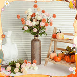 16 Bundles Faux Silk Mums Chrysanthemums Pom Pom Ball Bouquet Kiku Flowers With Stem For Wedding, Home, Outdoor Table Vase Arrangement