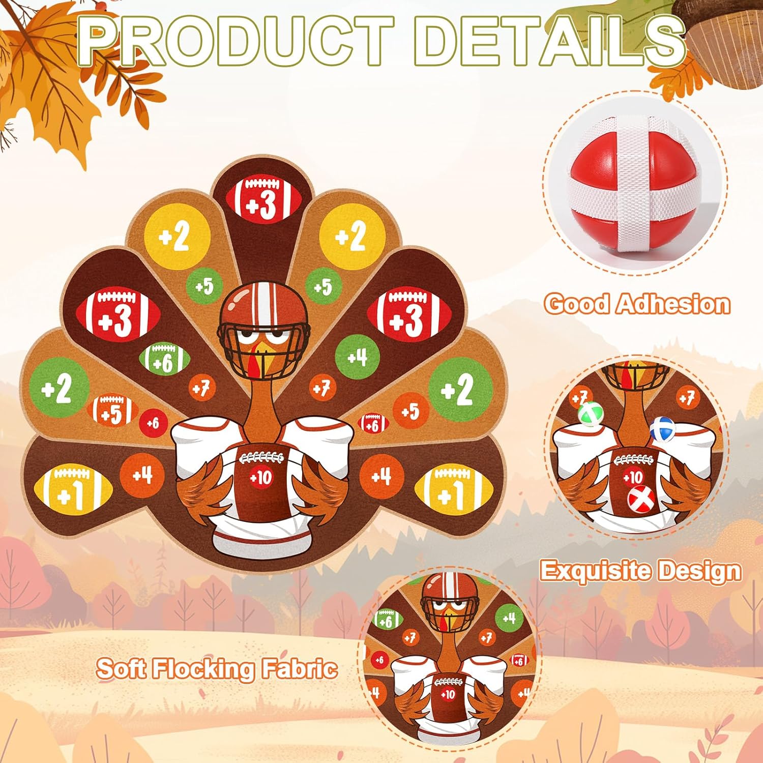 Thanksgiving Football Toss Games Fall Festival Turkey Board Thanksgiving Party Favors With 12 Balls And 2 Hooks Turkey Yard Games For Family Adults Activities Indoor Outdoor Sports Fun Decoration