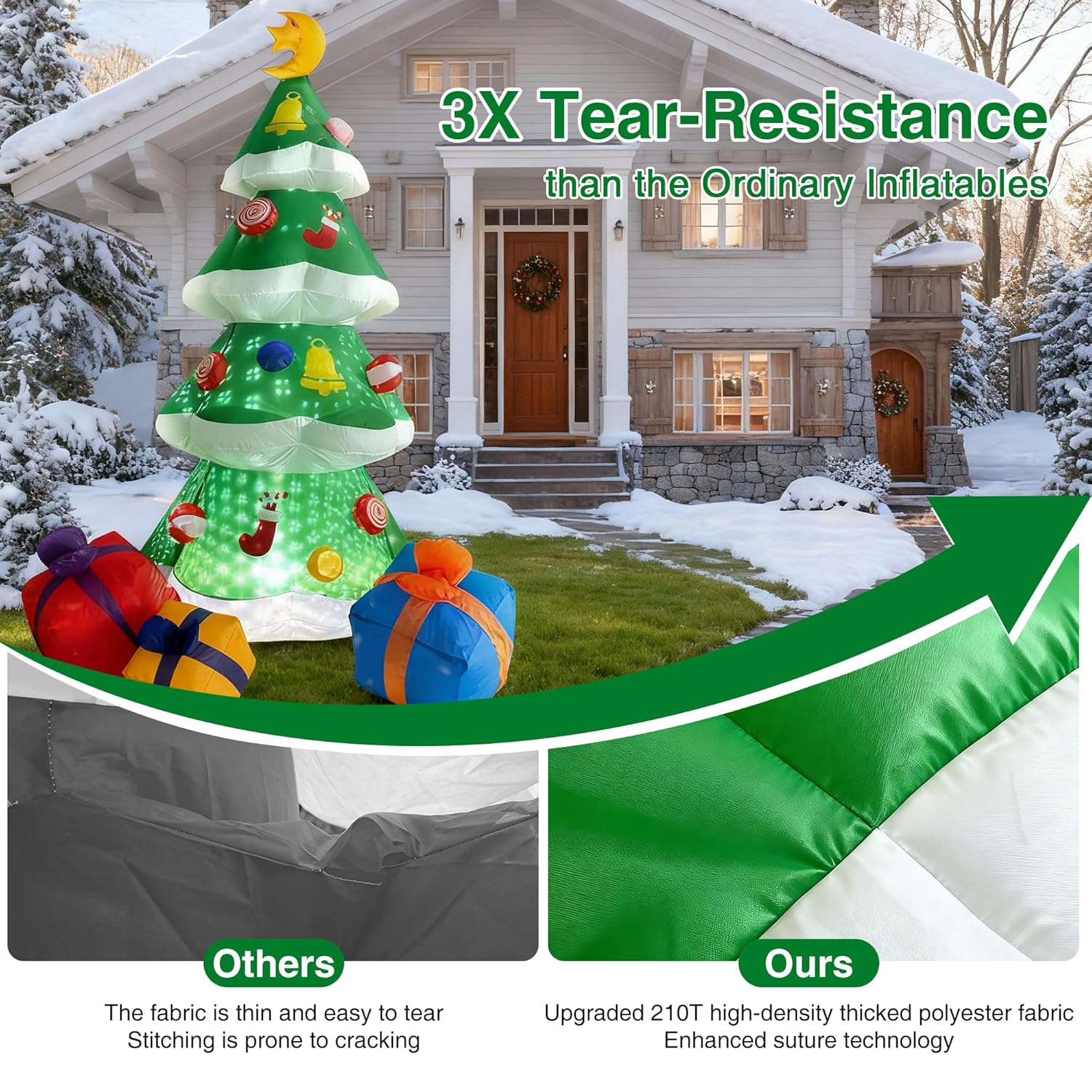 7.5 Ft Inflatables Christmas Tree Decoration, Christmas Inflatables Blow Up Yard Decoration With 3 Gift Boxes & Built-In