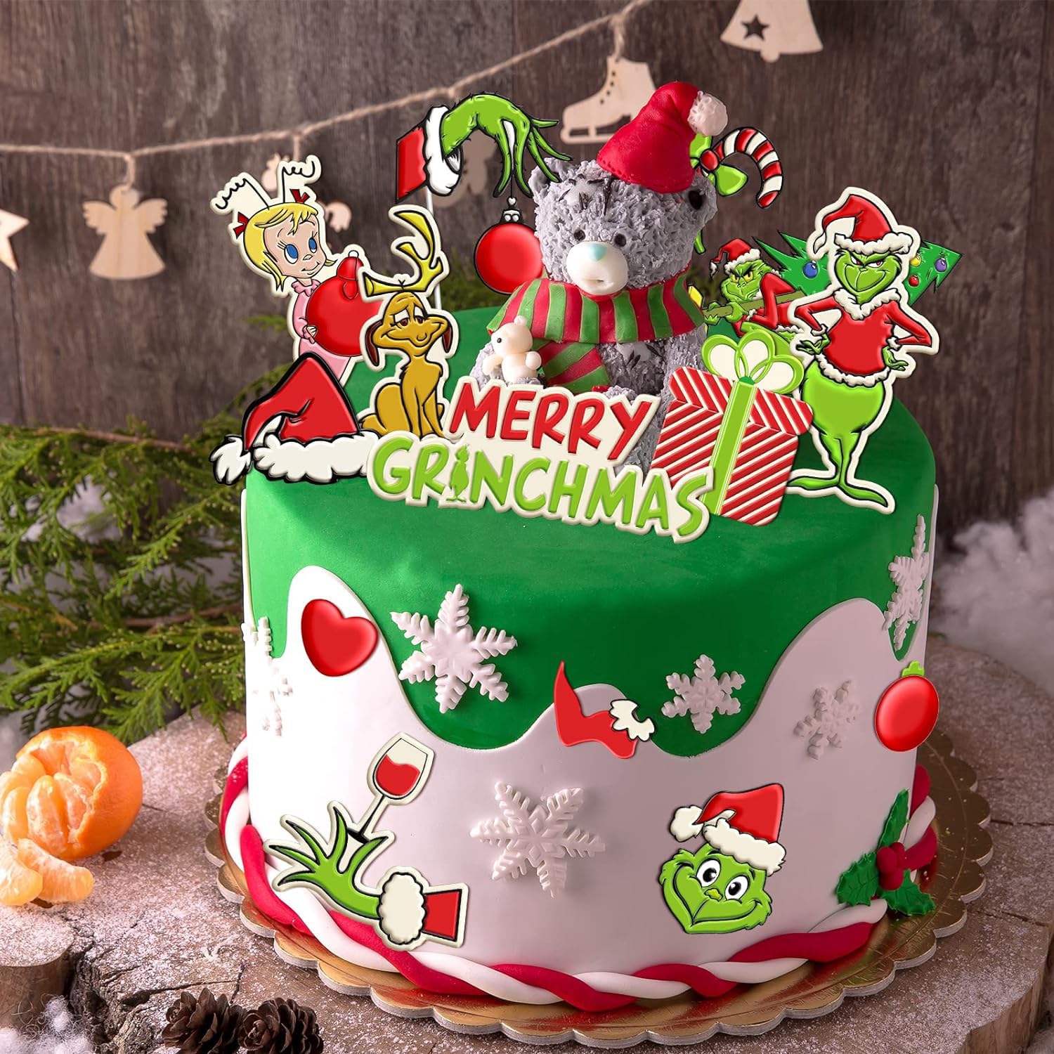 Merry Christmas Fondant Mold Christmas Cartoon Character Silicone Molds Xmas Gift Hat Chocolate Candy Mold For Cake Decorating Cupcake Topper Gum Paste Polymer Clay