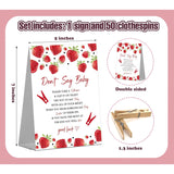 Don'T Say Baby Game Sign With 50 Mini Clothespins For Strawberry Baby Shower, Gender Reveal Party Decorations, Party Favors Supplies (Mq-1-14)