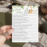 Dad Jokes Baby Shower Games, Safari Animals, Jungle Theme Baby Shower — Pack Of 25 — Fun Dad Joke Game, Funny Daddy Joke Trivia, Welcome To The Wild Shower, Gender Neutral, Birthday Activity G550-Djk