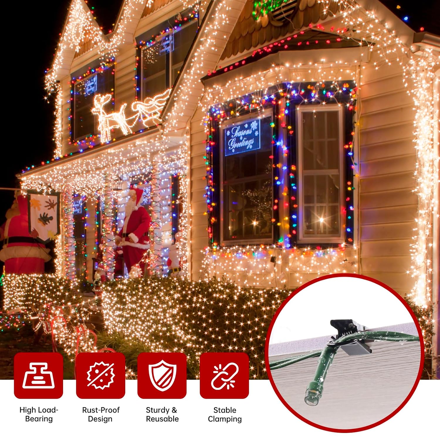 Christmas Light Clips Metal Roof String Light Hangers For Shingles Gutter Hooks Metal S Hooks Curtain Clips For Indoor Outdoor Christmas Holiday Party Decoration?50 Pack, Black?