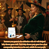 Halloween Baby Shower Games, Little Ghost Guess How Many Animal Crackers For Boys Or Girls Spooky Gender Reveal Party Decorations, 1 Sign + 50 Guessing Cards - B02