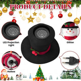 Lighted Christmas Tree Topper Christmas Snowman Tree Topper Projector 3D Led Snowman Hat With Rotating Snowflake Projection, Festive Holiday Decoration For Christmas Tree&Home Décor
