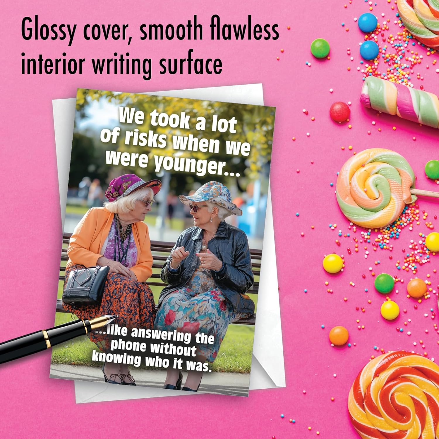 Funny Birthday Greeting Card With 5 X 7 Inch Envelope For Women (1 Card) Bday Risk Takers C8642Bdg