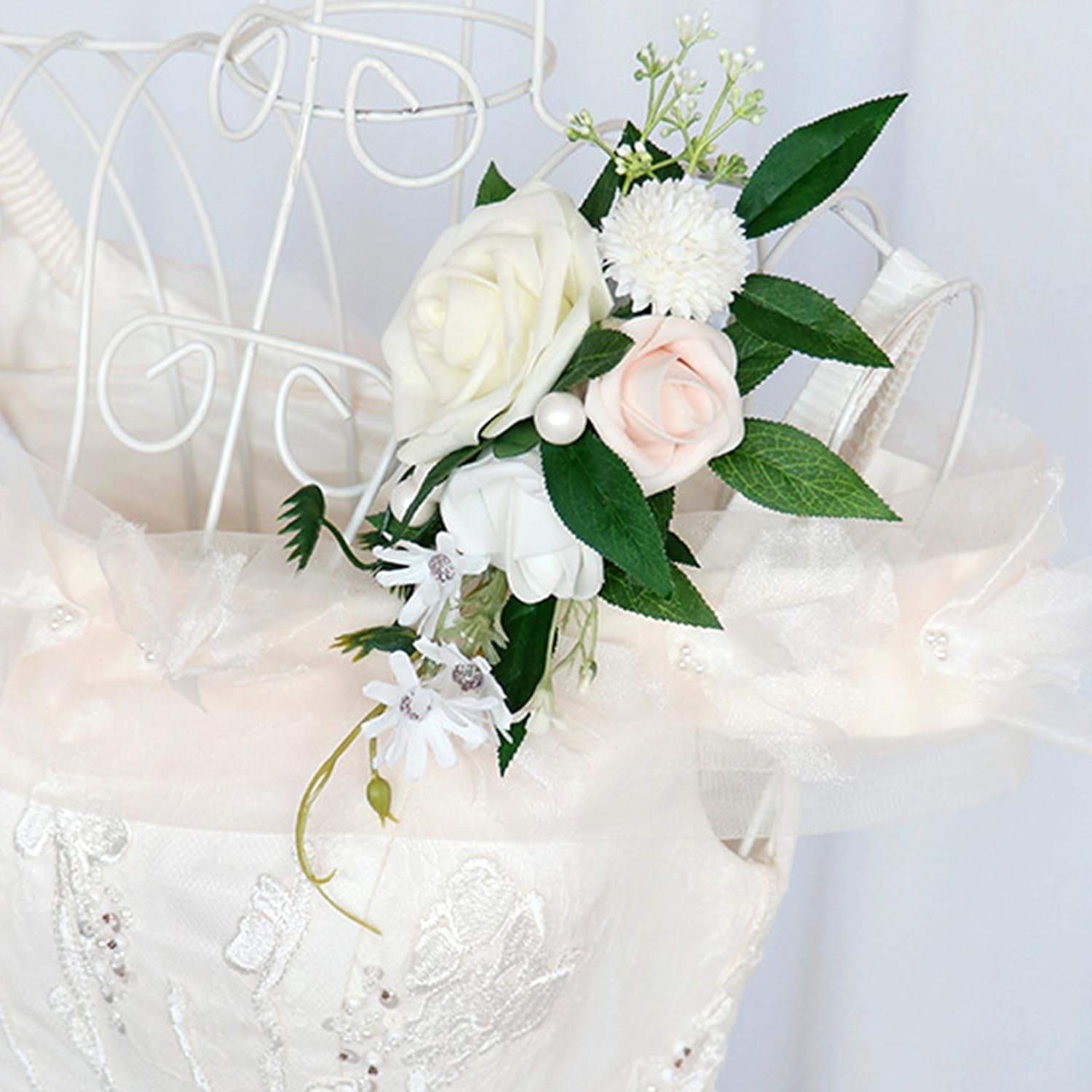 2Pcs Artificial Flower Shoulder Corsages For Wedding, Mother Of The Bride Corsage, Party Prom Corsages For Ceremony Anniversary Party Home Decor (White)