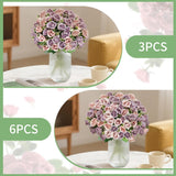3 Bundles Roses Artificial Flowers,Roses Bouquet With Leaf,Fake Flowers For Wedding Decorations, Home Indoor,Outdoor Wedding Party Use-Purple