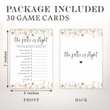 Floral Wild Flower Baby Shower Game - 30 Fill In Cards, Funny Gender Reveal Party Favor, Activity & Supplies - The Price Is Right Game Kit