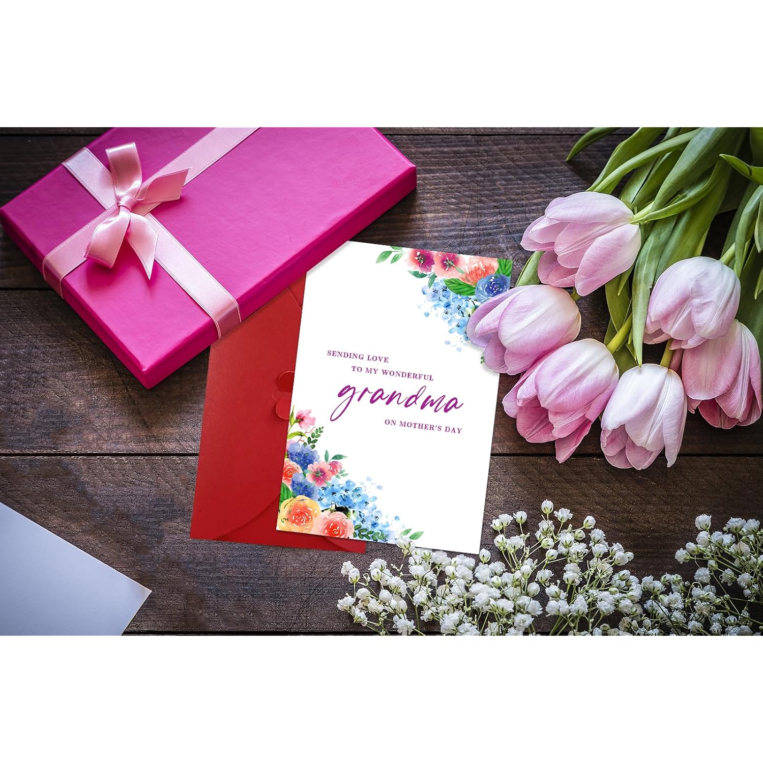 Mother'S Day Card For Grandma From Grandkids Mothers Day Gifts For Grandma From Grandchild Grandson Granddaughter Floral Grandmother Nana Greetings Cards With Envelope