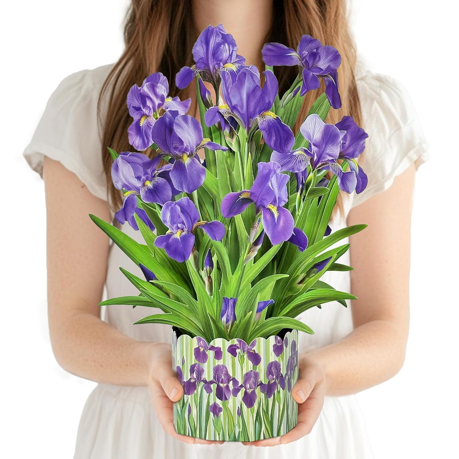 3D Greeting Cards Pop Up Cards 16" Iris Paper Flower Bouquet Gifts For Women Mom Wife Birthday, Anniversary, Get Well Cards With Note Card & Envelope, Romantic Iris