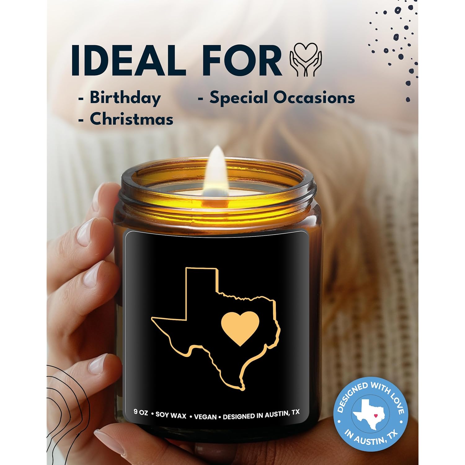 Texas Candle, House Warming Gifts For Women, Unique Texas Gifts For Men, Ideal State Themed Souvenirs For Him Or Her, Moving Away And Home Sick Gift, Birthday, Christmas, Special Occasions, Gift Ready