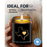 Texas Candle, House Warming Gifts For Women, Unique Texas Gifts For Men, Ideal State Themed Souvenirs For Him Or Her, Moving Away And Home Sick Gift, Birthday, Christmas, Special Occasions, Gift Ready
