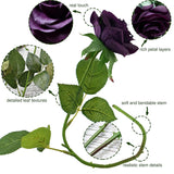 FiveSeasonStuff 12 Stems Artificial Flowers Real Touch Silk Roses for Wedding Decoration Bridal Bouquets Table Centerpieces Party Shower, Packed in Box (Mysterious Purple)
