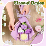 27 Pcs Crochet Flower Bouquet Gifts For Valentine'S Day, Handmade Knitted Crochet Flower Bouquet With Roses Sunflowers Daisies For Women Girlfriend Valentine'S Day(Exquisite,Purple Series)
