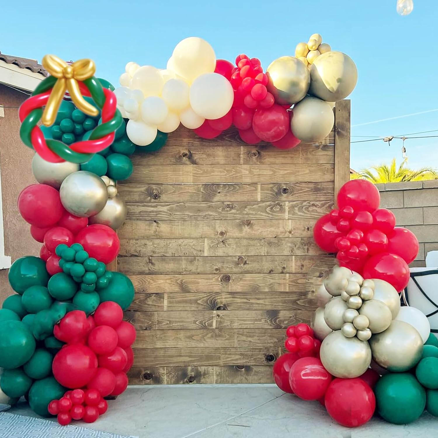 172Pcs Christmas Balloons Garland Kit With Red Green Metal Sliver Gold Christmas Wreath Balloons For Xmas Party Or New Year Party Decorations