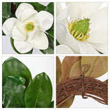 Artificial Magnolia Flower Stems Set Of 2 – 19.6” Faux White Magnolia Picks With Large Blooms And Green Leaves For Home Decor, Wedding Centerpieces, Floral Arrangements, Diy Crafts