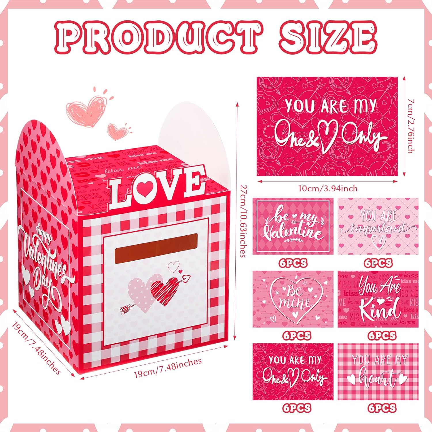 Valentines Day Card Box With 36 Sea Ocean Animals Cards Pink Heart Valentines Mailbox Boxes Set For Exchange Gifts Party Favors Supplies(Pink Heart)