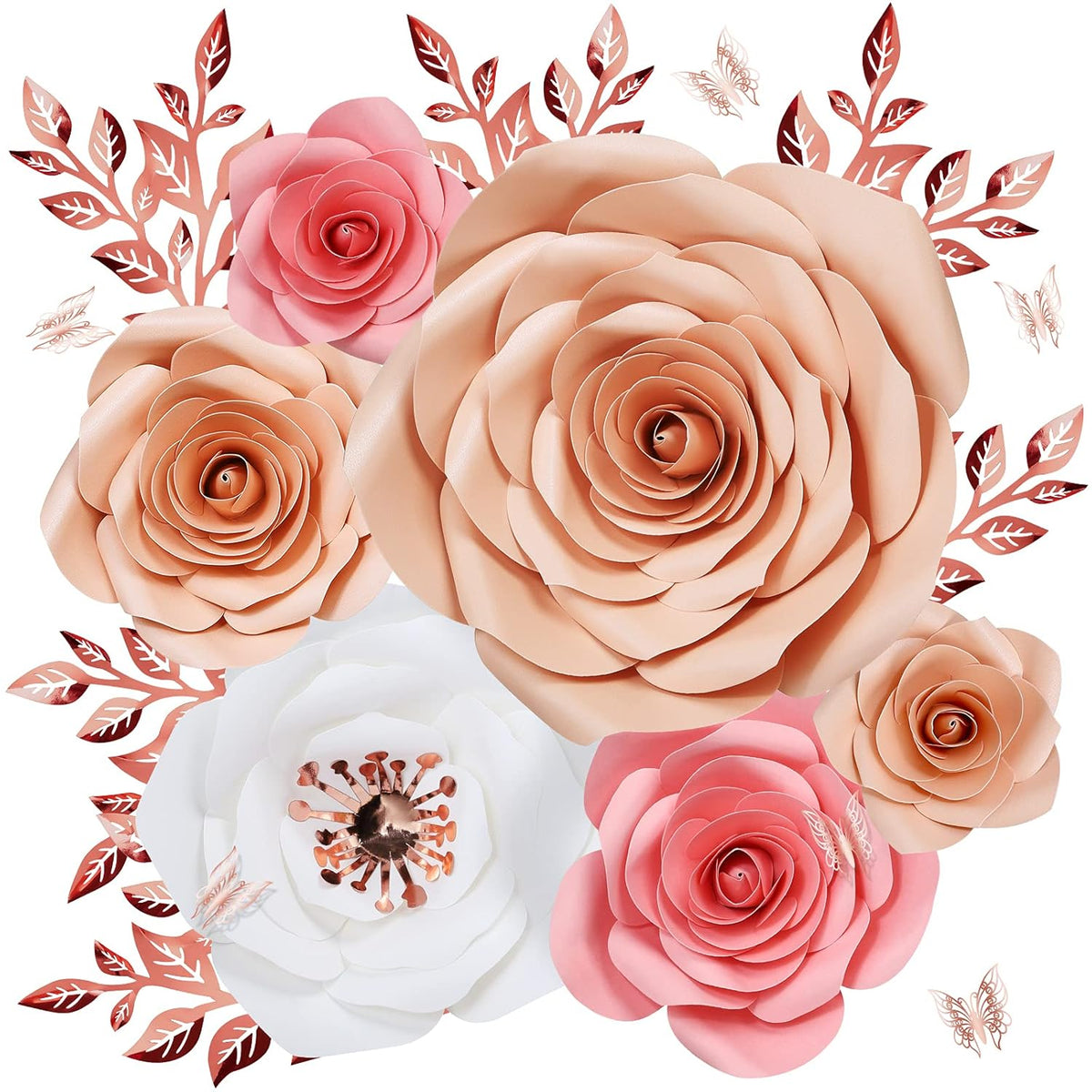 Paper Flowers Decorations For Wall, Large 3D Artificial Fake Flower Wall Decor Baby Girl Boy Nursery Room, Bridal Shower, Wedding Centerpiece, Party Backdrop